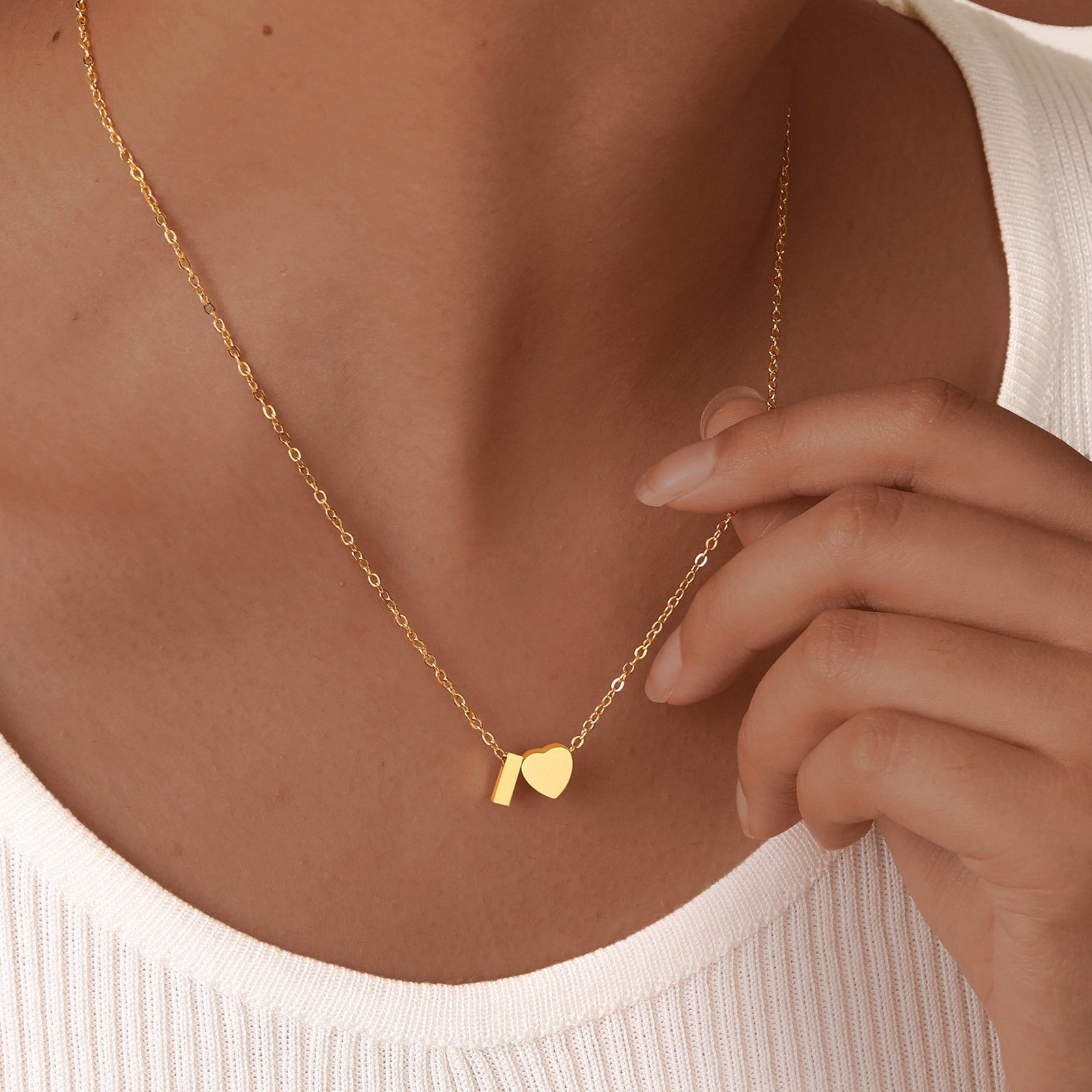 Jewelry Simple Style Commute Letter Heart Shape 201 Stainless Steel Plating Pendant Necklace