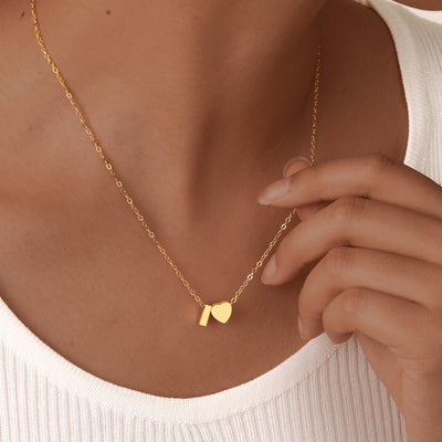 Jewelry Simple Style Commute Letter Heart Shape 201 Stainless Steel Plating Pendant Necklace