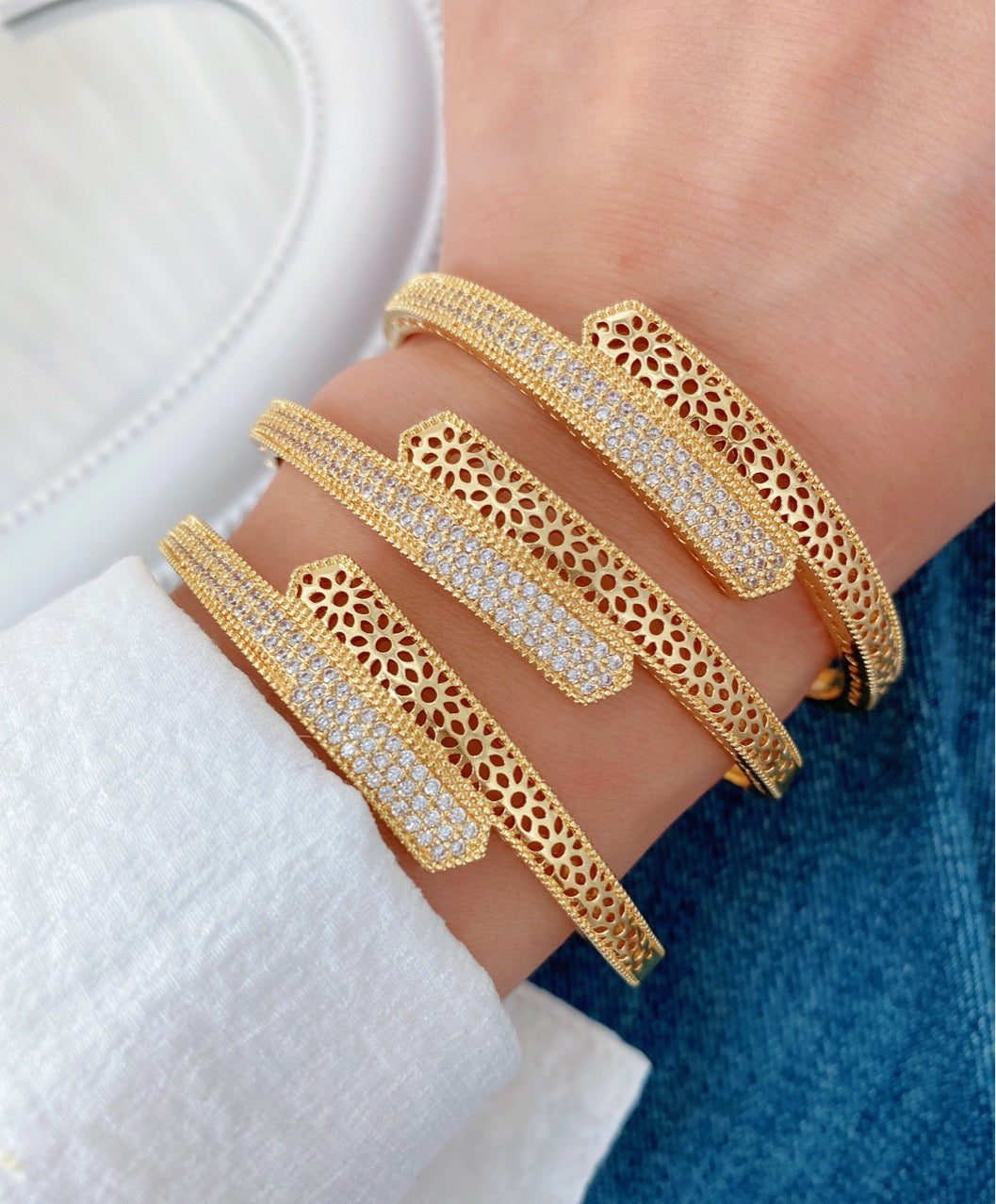 Jewelry Vintage Style Classic Style Geometric Copper Zircon Plating Rings Bracelets