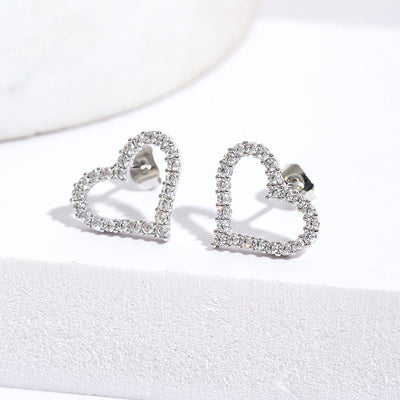 1 Pair Elegant Simple Style Heart Shape Copper Zircon Ear Studs