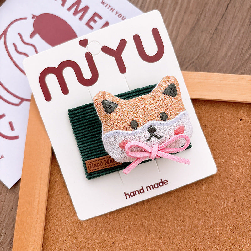 Girl'S Cartoon Style Cute Animal Cloth Hair Clip