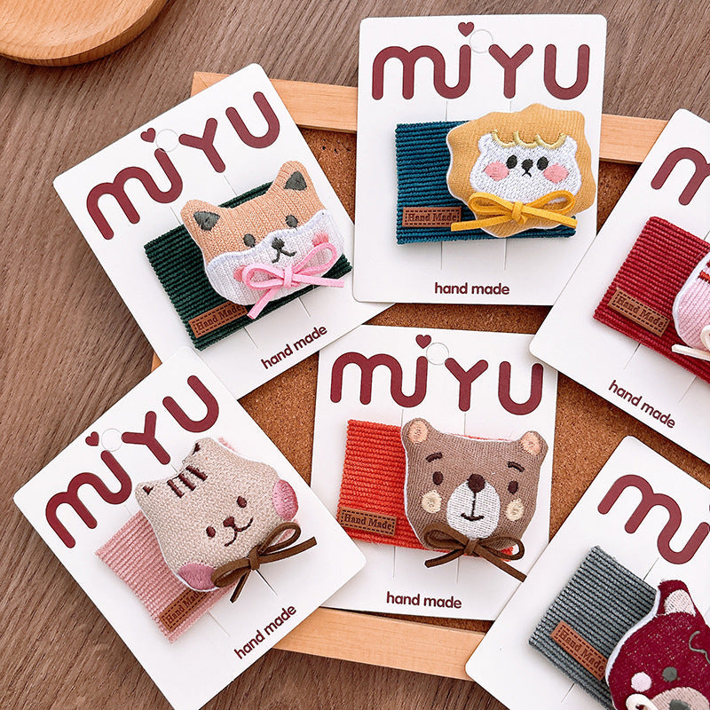 Girl'S Cartoon Style Cute Animal Cloth Hair Clip