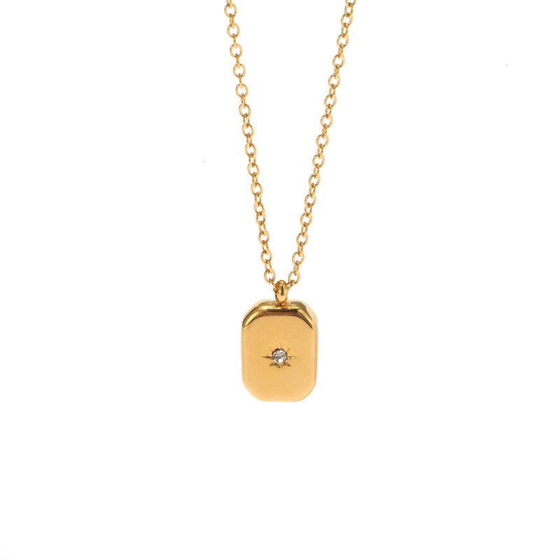 Jewelry Simple Style Classic Style Heart Shape 304 Stainless Steel Rhinestones Inlay Pendant Necklace