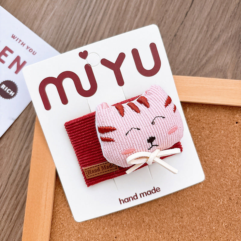 Girl'S Cartoon Style Cute Animal Cloth Hair Clip