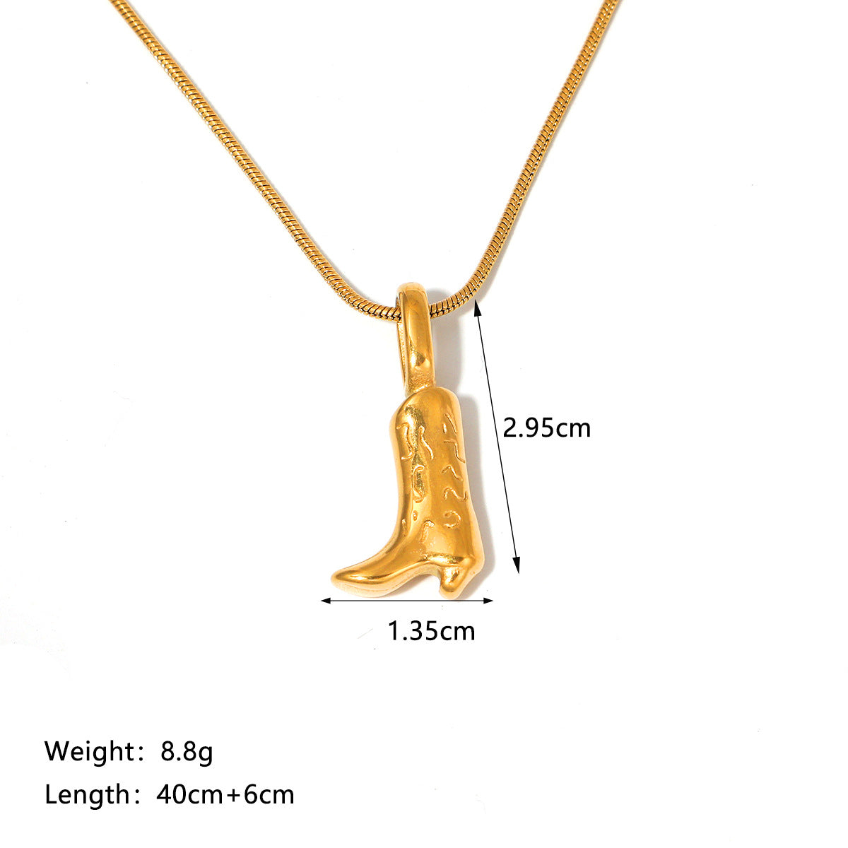 Jewelry Retro Boots 304 Stainless Steel 18K Gold Plated Plating Pendant Necklace