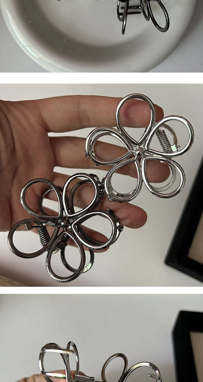simple style korean style flower metal hair claws