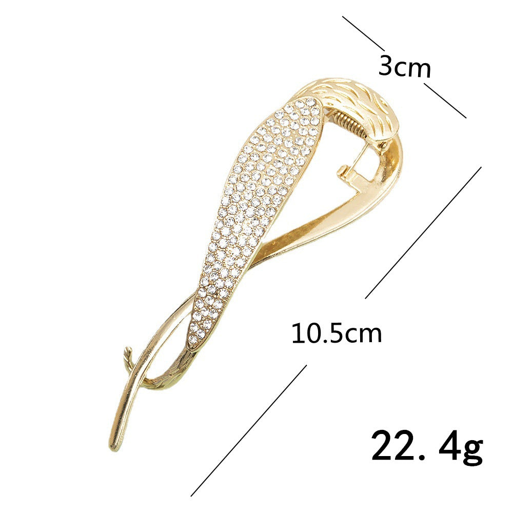 fashion solid color metal plating inlay rhinestones pearl hair clip 1 piece