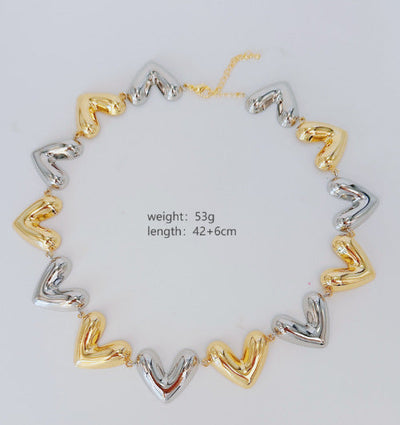 Retro Streetwear Heart Shape Copper  Necklace