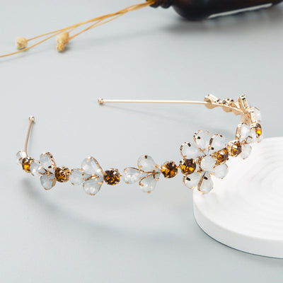 fashion alloy diamond glass drill flower headband korean metal headband