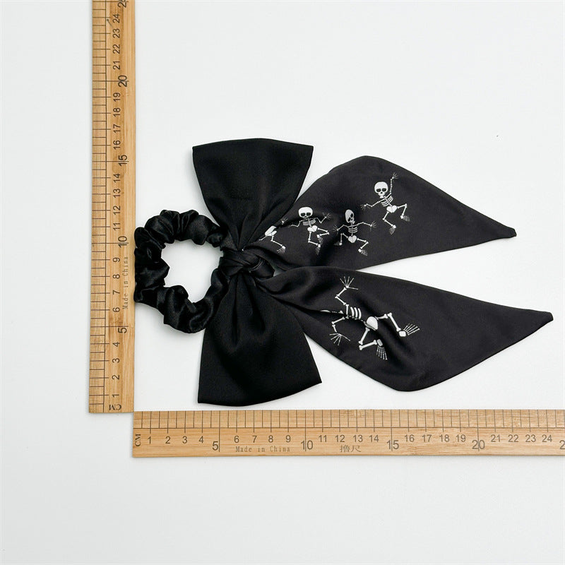 New Bow Long Ponytail Ribbon Large Intestine Hair Ring   Hot Sale Skull Hair Ring Hair Rope