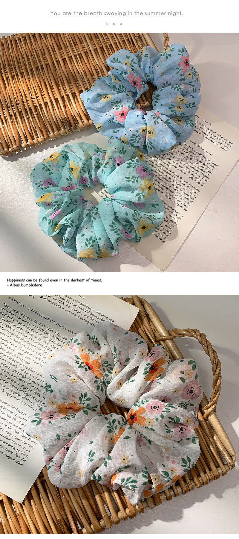 korean style cute flower fabric solid color head rope