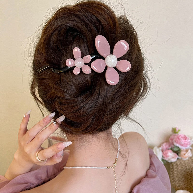 Women's Sweet Flower Arylic Plating Hair Clip