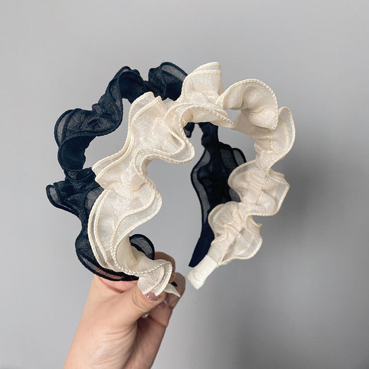 fashion solid color gauze pleated hair band 1 piece