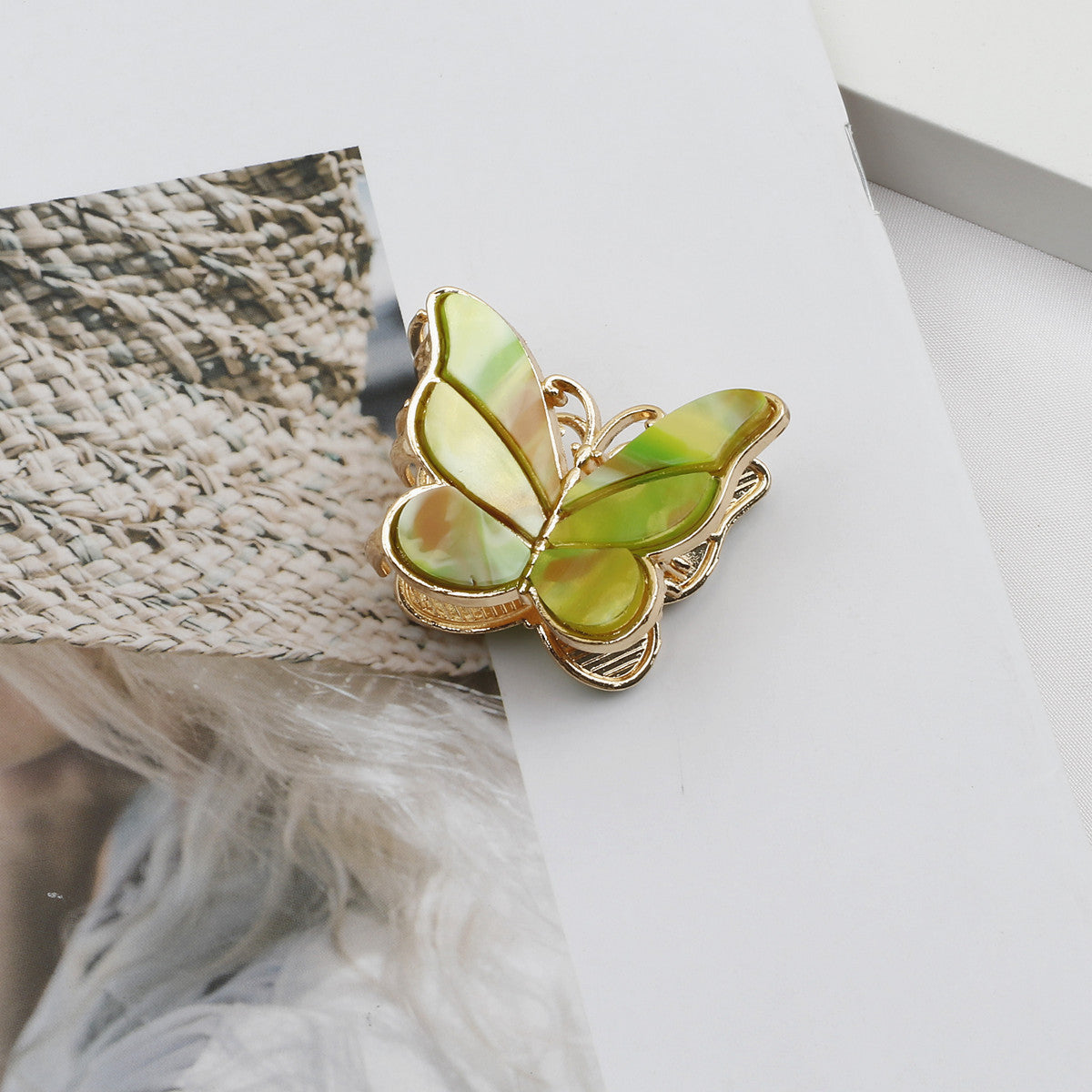 simple style butterfly acetic acid sheets plating hair claws 1 piece