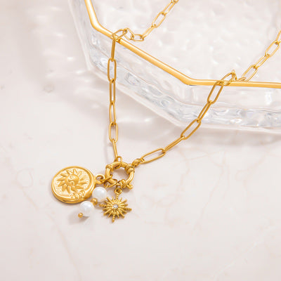 Jewelry Vintage Style Classic Style Sun 304 Stainless Steel Plating Pendant Necklace