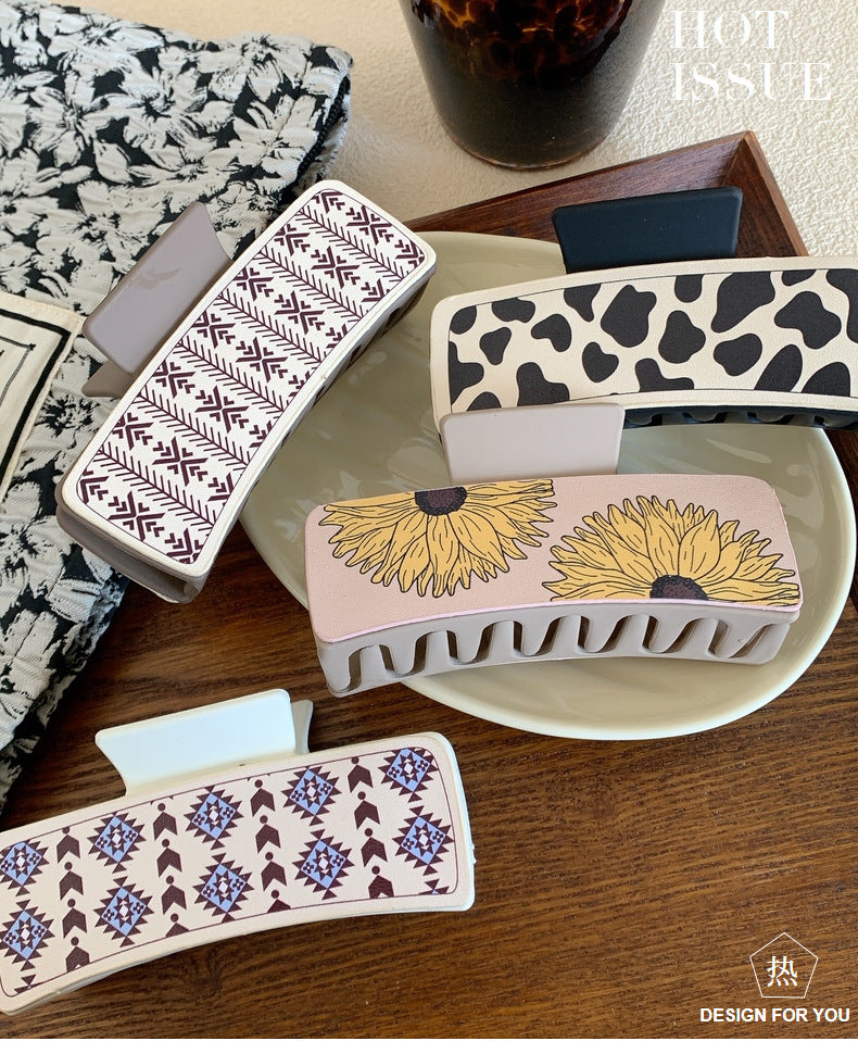 Women's Retro Geometric PS Pu Leather Hair Claws