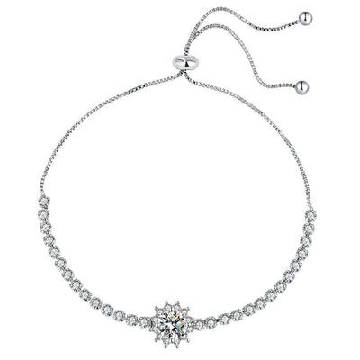 Copper Inlay Round Square Heart Shape Imitation Moissanite Bracelets