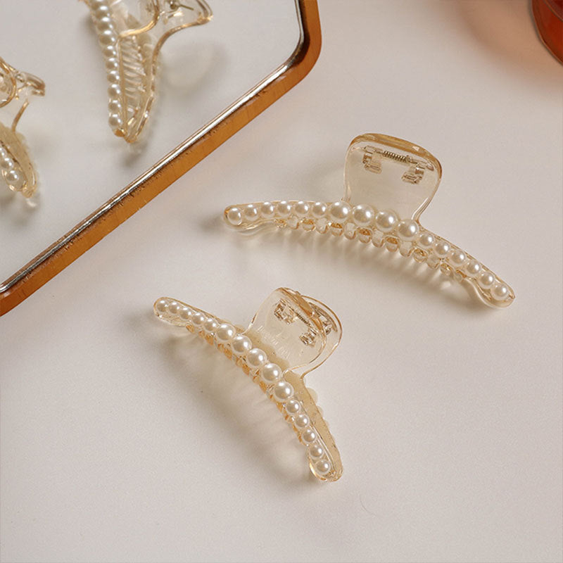 simple style geometric artificial pearl handmade hair claws 1 piece