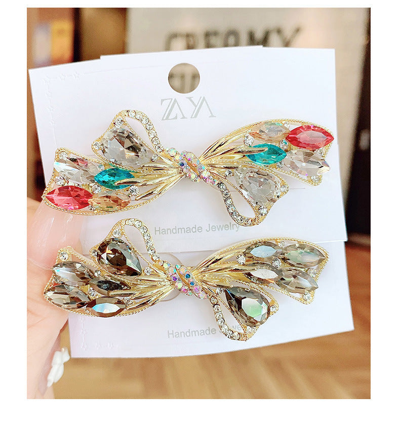 sweet bow knot artificial crystal hair clip