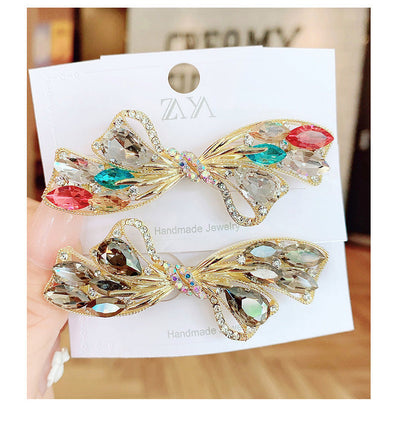 sweet bow knot artificial crystal hair clip