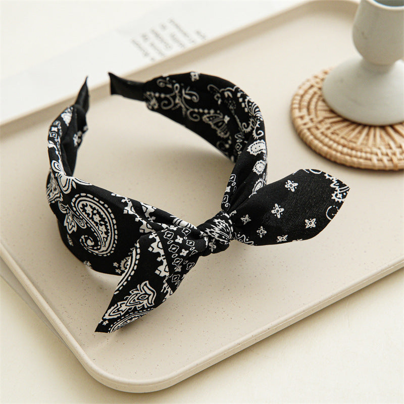 ethnic style printing solid color cloth hair band