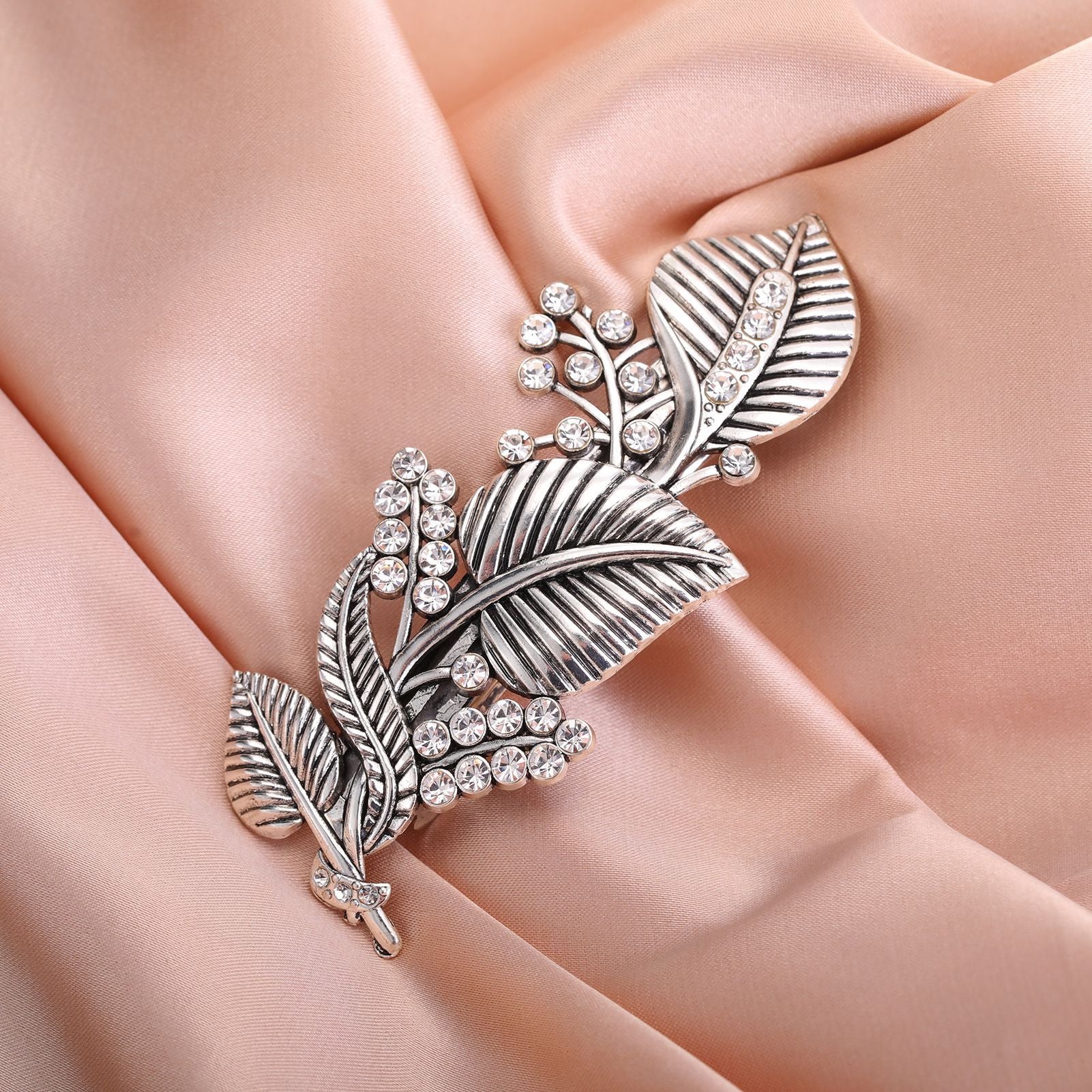 Women's Retro Leaf Alloy Plating Rhinestones Hair Clip