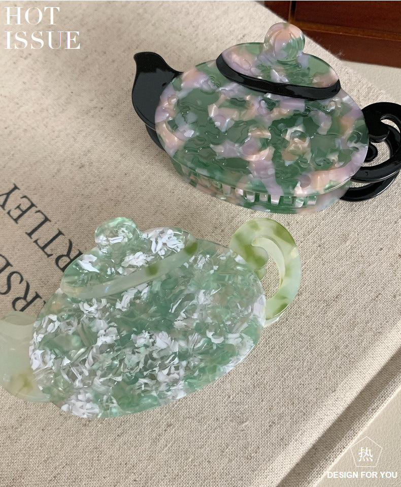 Women's Chinoiserie Teapot Acetic acid sheets Hair Claws