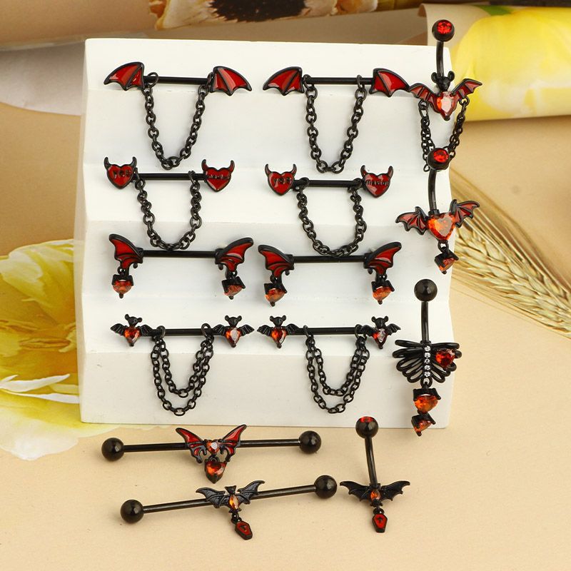 1 Piece Belly Rings Simple Style Heart Shape Copper Inlay Rhinestones Nipple Rings & Studs Belly Rings