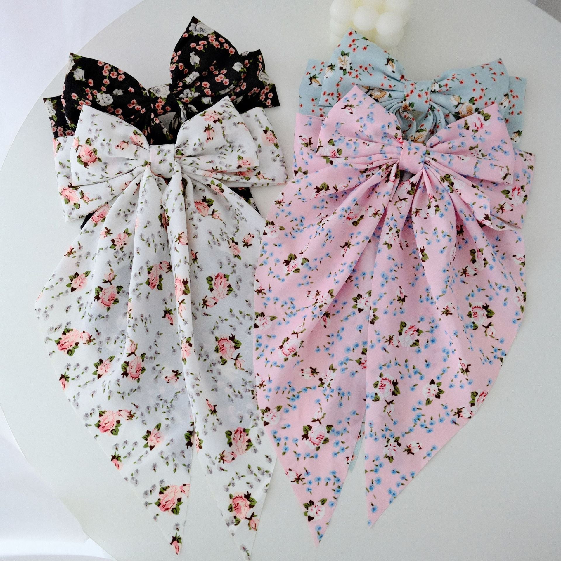 Women's Sweet Pastoral Bow Knot Cloth Floral Hair Claws