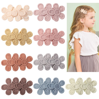 SUNFLOWER Embroidered Flower Children's Hair Accessories BB Clip Autumn and Winter Bang Clip Fabric Handmade Hair Clips 4204