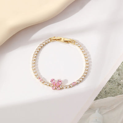 Copper Plating Inlay Heart Shape Bow Knot Zircon Bracelets