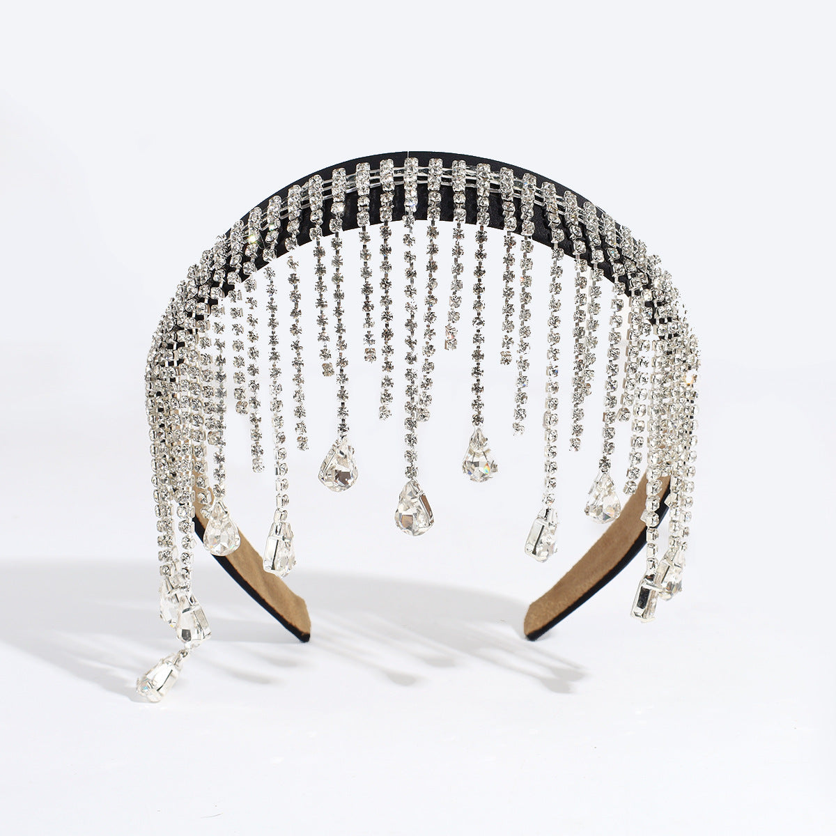 elegant tassel rhinestone sponge hair band 1 piece