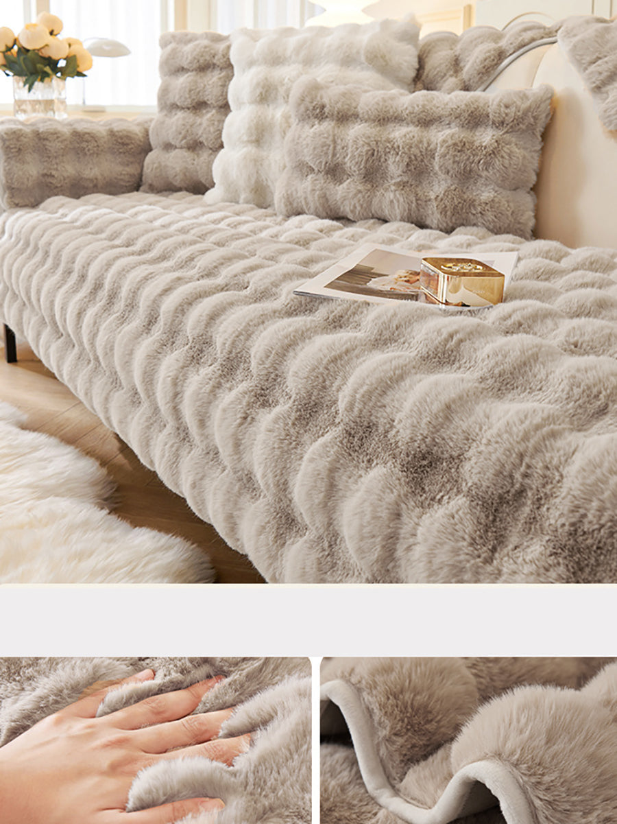 Solid Rabbit Wool Queen Bedcover Sofa Blanket