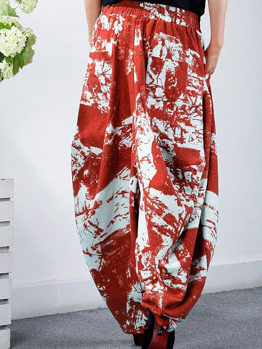 Plus Size Retro Printed Comfortable Bloomers