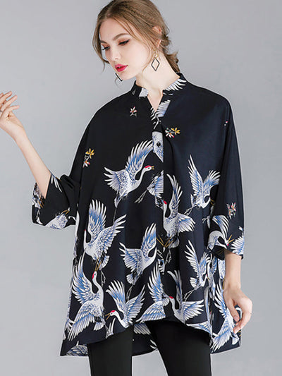 Plus Size Women Fashion Animal Prints Loose Shirt