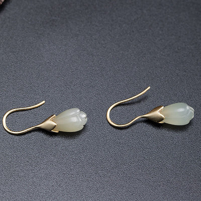 Retro Women Orchid Jade Earrings