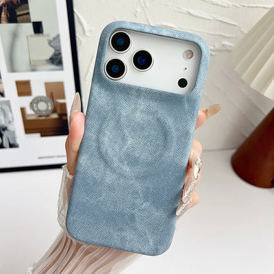 Washed Denim Jeans Magnetic For Magsafe Case For iPhone 17 Air 16 15 13 14 12 Pro Max Plus Shockproof Borderless Cooling Cover