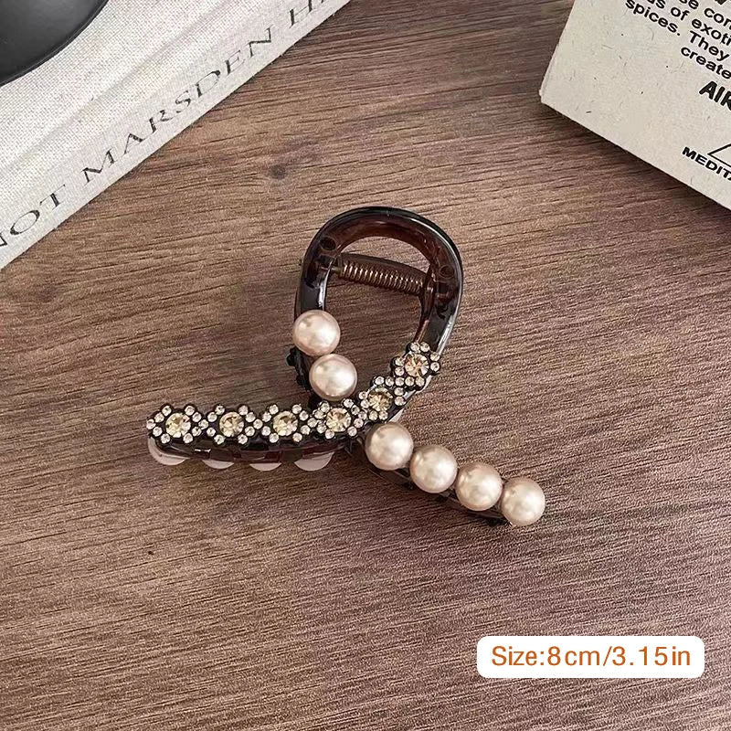 3Sizes Fashion Shark Clip Pearl Rhinestone Hair Clips For Women Girls Hair Accessories Jewelry