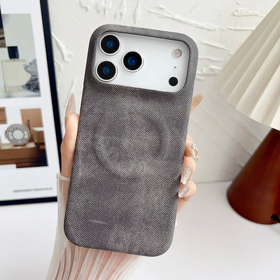 Washed Denim Jeans Magnetic For Magsafe Case For iPhone 17 Air 16 15 13 14 12 Pro Max Plus Shockproof Borderless Cooling Cover