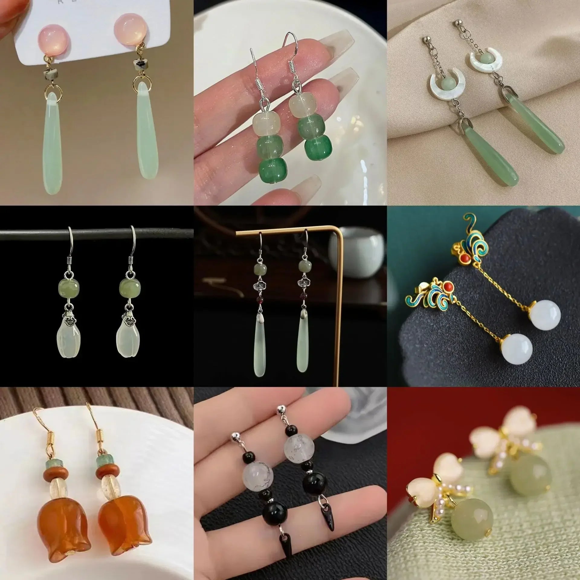 New Chinese Style Versatile Retro Earrings Long Tassel Horse Face Skirt Cheongsam Fashionable Temperament Accessories for Women