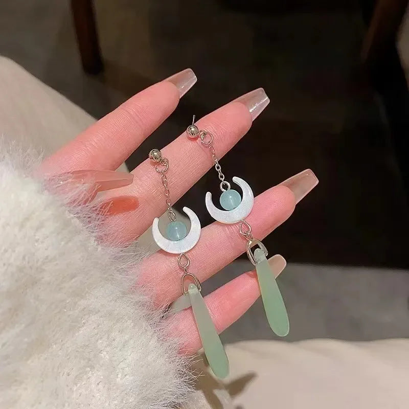 New Chinese Style Versatile Retro Earrings Long Tassel Horse Face Skirt Cheongsam Fashionable Temperament Accessories for Women