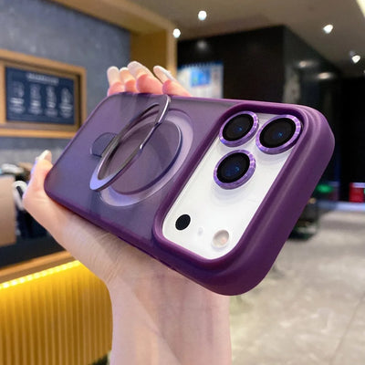 Luxury Magnetic Shockproof Case For iPhone 17Air 16 15 14 Plus 13 12 11 17 Pro Max For Magsafe Stand Glass Lens Protector Cover