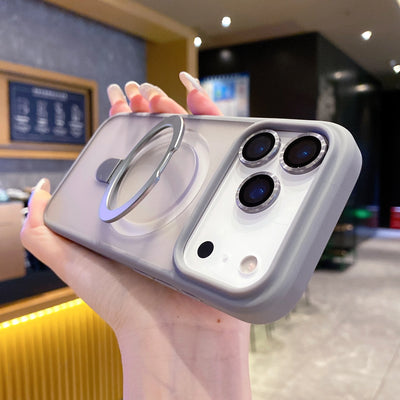 Luxury Magnetic Shockproof Case For iPhone 17Air 16 15 14 Plus 13 12 11 17 Pro Max For Magsafe Stand Glass Lens Protector Cover