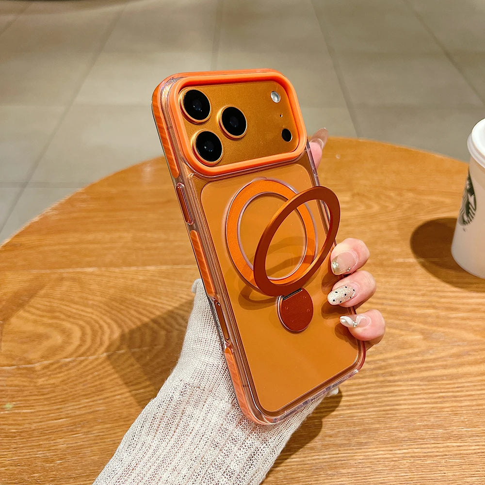 Pin Dun 360 Rotating Bracket Phone Case For iPhone 17 Air 16 15 14 Plus 13 12 Pro Max Wireless Charging Magnetic Cover Funda