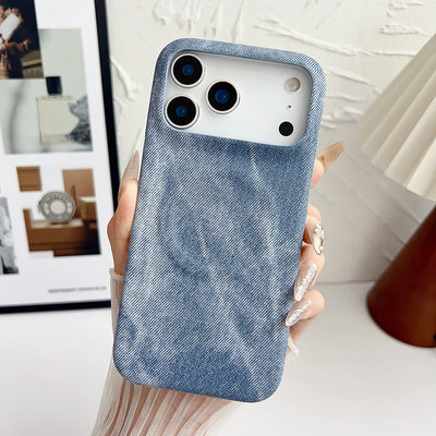Washed Denim Jeans Magnetic For Magsafe Case For iPhone 17 Air 16 15 13 14 12 Pro Max Plus Shockproof Borderless Cooling Cover