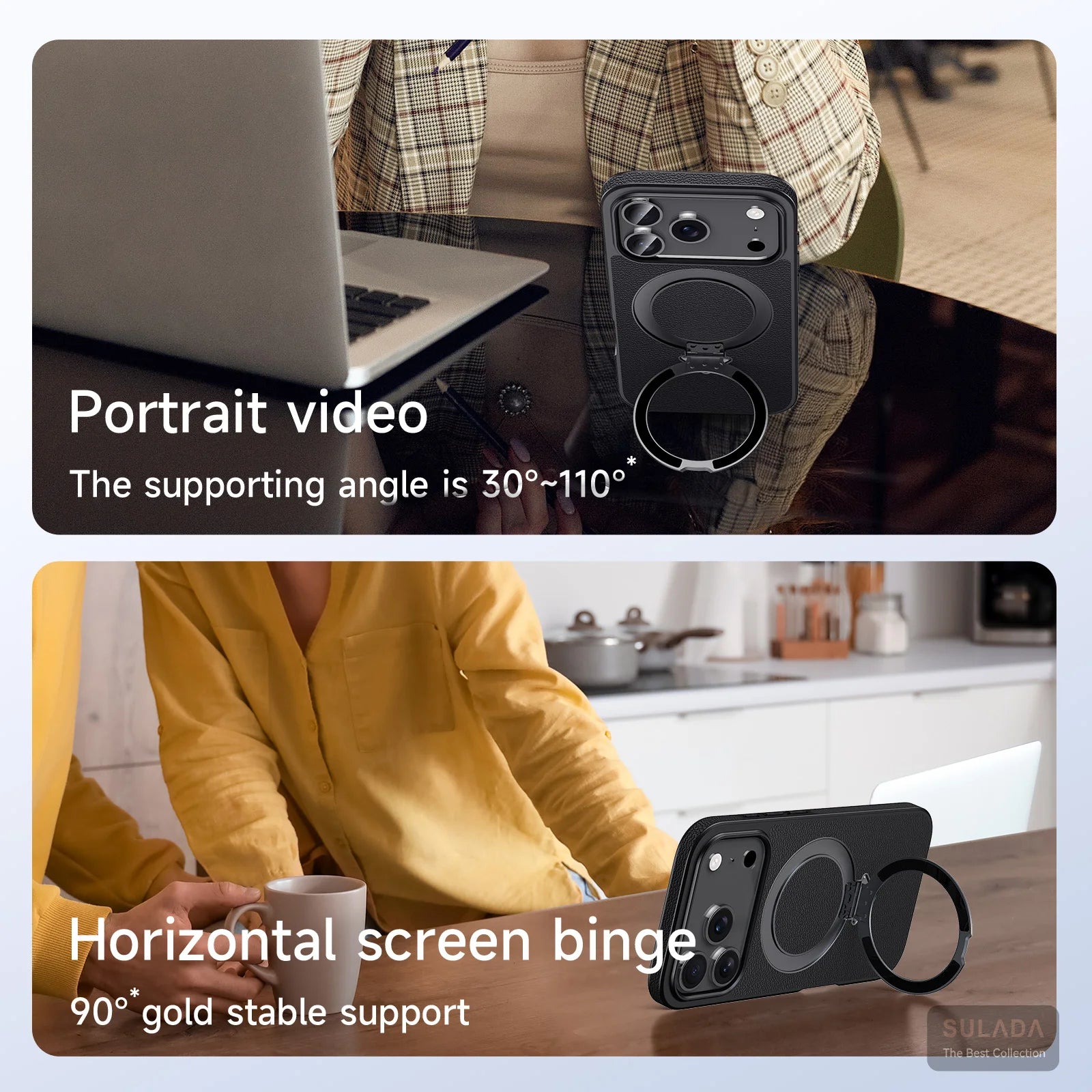 Business Genuine Leather Magnetic For Magsafe Case For iPhone 17 16 Plus 15 Pro Max Bracket Antidrop Shockproof Funda Cover