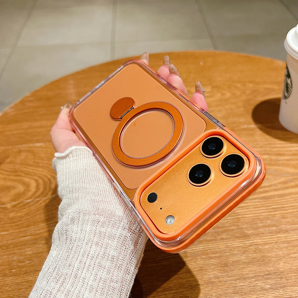 Pin Dun 360 Rotating Bracket Phone Case For iPhone 17 Air 16 15 14 Plus 13 12 Pro Max Wireless Charging Magnetic Cover Funda