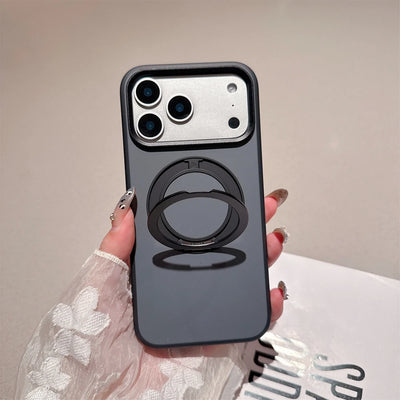 Business 360 Rotate Magsafe Bracket Case for iPhone 17 Pro Max 17Pro iPhone17 ProMax Pure Color PC Stand Holder Shockproof Cover