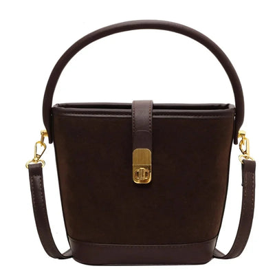 Fashionable Retro Bucket Handbag Women's Crossbody Bag Matte Finish Versatile Autumn New Style Small Bag Popular This Year
