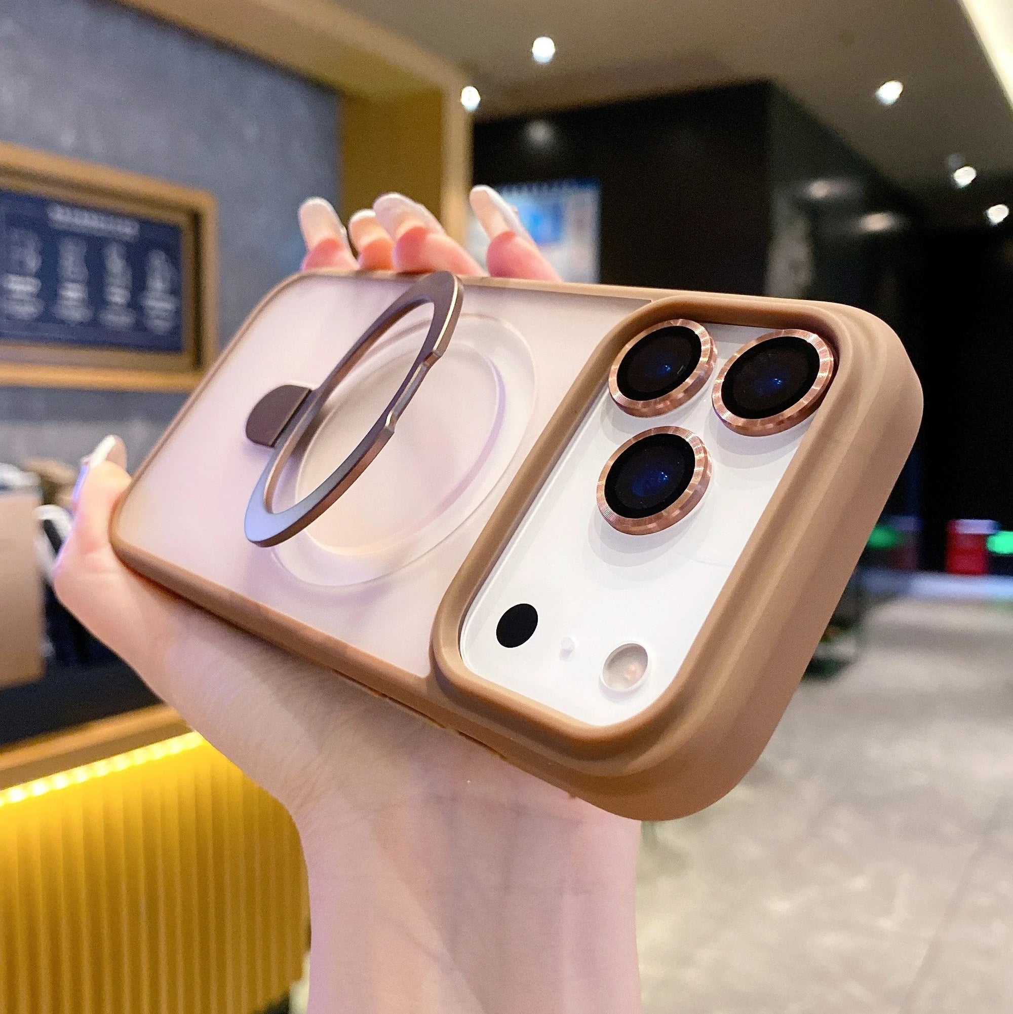 Luxury Magnetic Shockproof Case For iPhone 17Air 16 15 14 Plus 13 12 11 17 Pro Max For Magsafe Stand Glass Lens Protector Cover